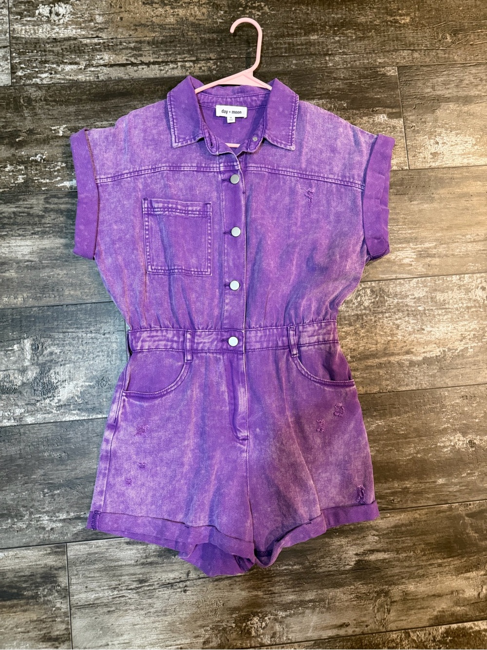 Purple Women’s Short Sleeve Denim Romper